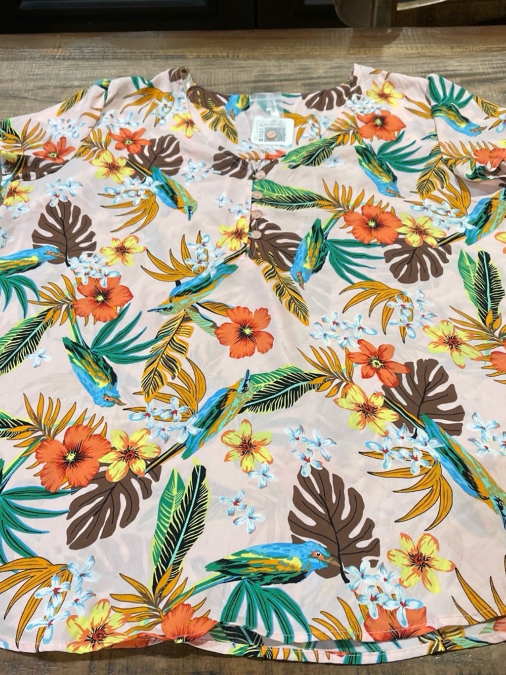DNA couture Pink Tropical Print Blouse